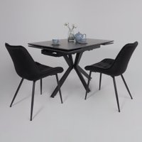 Кухонный стол Lepremo AV 2111 МДФ+керамика раздвижной 1200-1800x800 (черный матовый Shakespeare/черный)