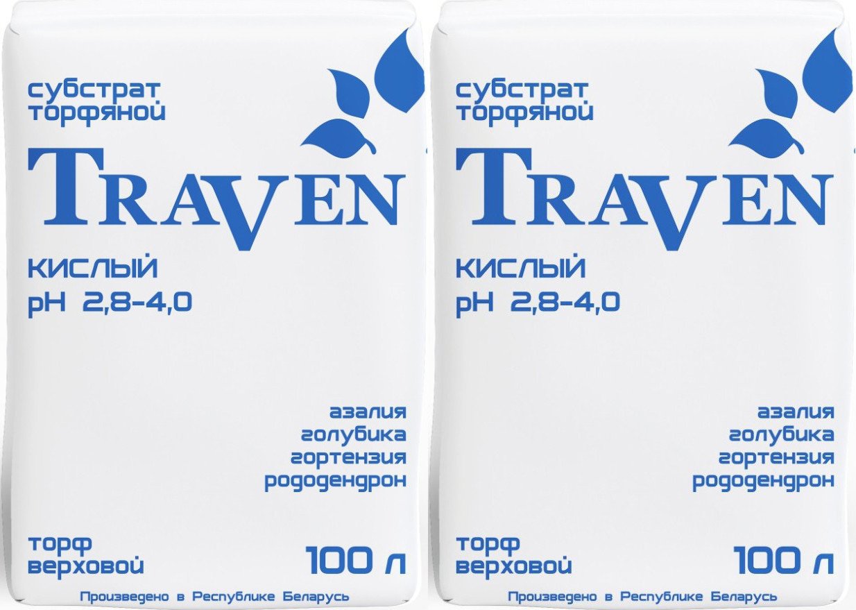 Торф Traven кислый рН 2.8-4.0 (100 л) 2 шт