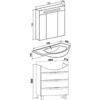  Runo Тумба с умывальником Верона 75 + Элеганс 75 (напольная)