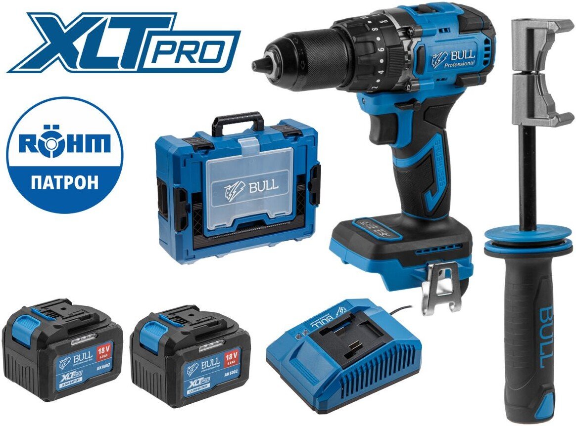 

Ударная дрель-шуруповерт Bull SR 1806 R-series Xcase XLTpro 2329060 (с 2-мя АКБ, кейс)