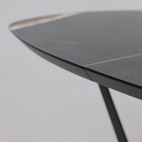 Кухонный стол Listvig Merlin 110-150х75 (МДФ+HPL-пластик черный Sahara Noir/черный)