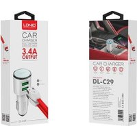 Автомобильное зарядное LDNIO DL-C29 Lightning (белый)