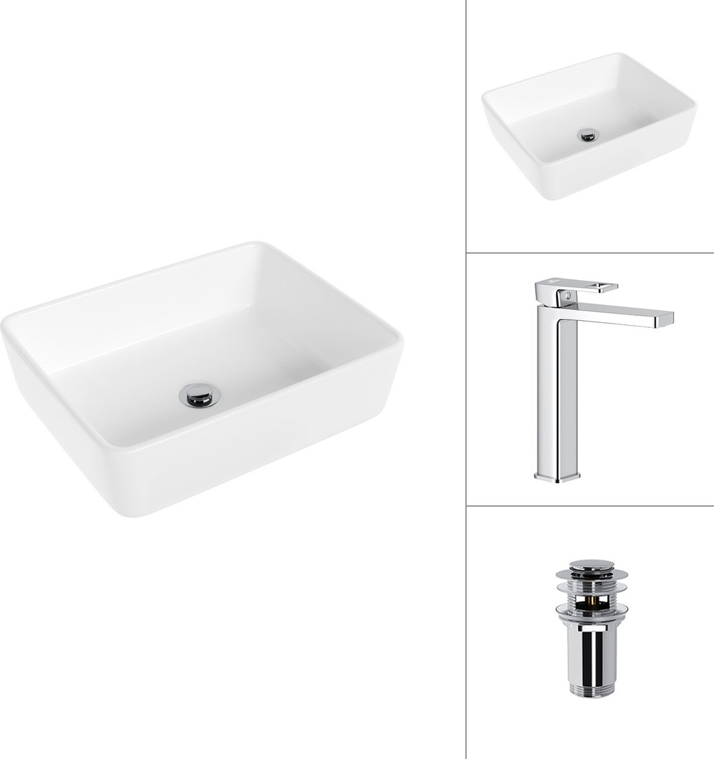 Умывальник Lauter 21674 + Cascade 21СК0655C с донным клапаном 21190CH (хром)