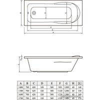 Ванна Bonito Home Malva 170x70 (с ножками)