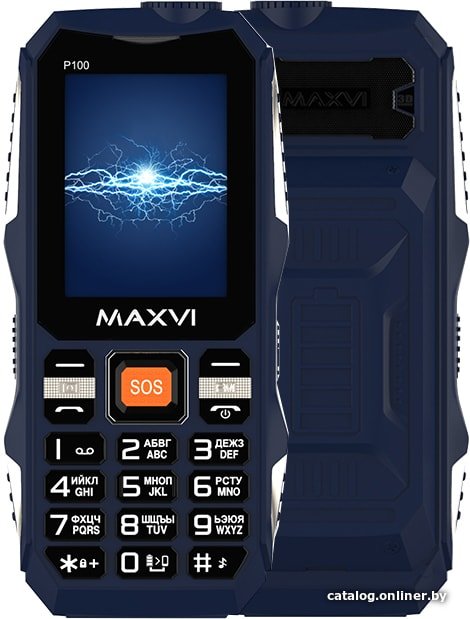Кнопочный телефон Maxvi P100 (синий)
