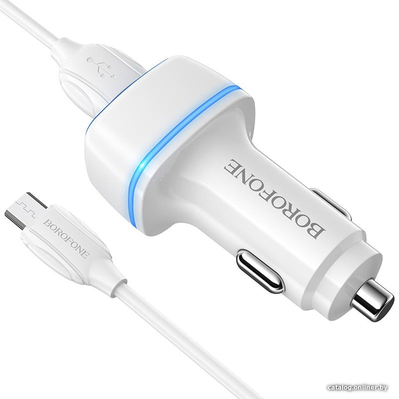 Автомобильное зарядное Borofone BZ14 microUSB (белый)