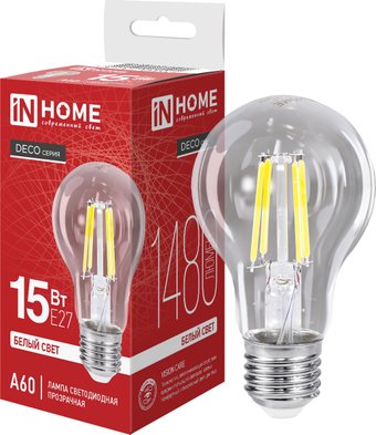 Светодиодная лампочка In Home LED-A60-deco 15 Вт 230В Е27 4000К 1480 Лм