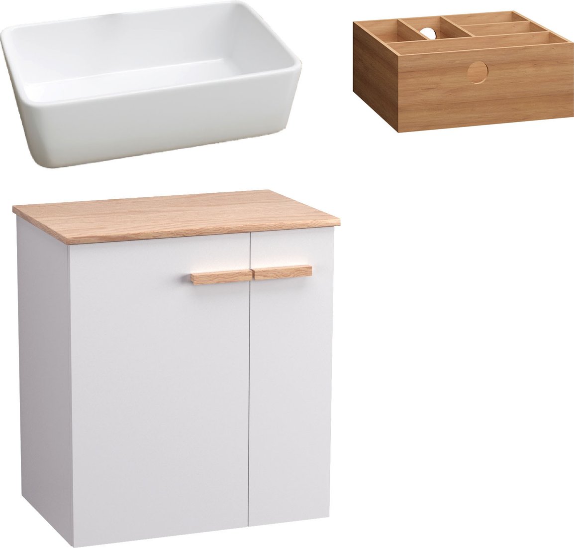 

Lauter Тумба под умывальник Adri 59 + 21674A (белый глянец, с органайзером 23)