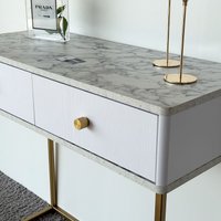 Туалетный столик без зеркала Shtabe Royal 5311 эко (мрамор каррара/золото/р.золото)