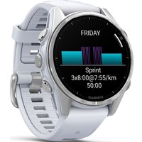 Умные часы Garmin Fenix 8 43мм (серебристый, белый ремешок)