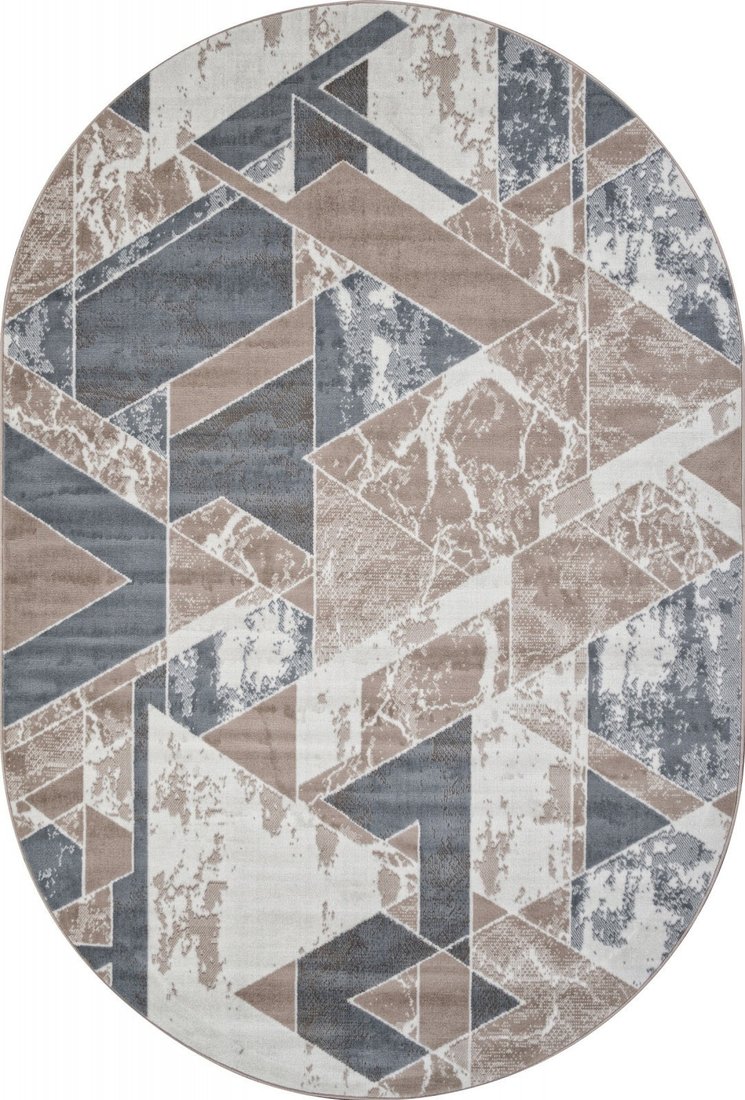 Ковер для жилой комнаты Merinos Sierra F354-OVAL-BEIGE-BLUE (1x2)