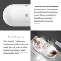 Ванна Wellsee Croquis 166x77 230302001 (отдельностоящая ванна матовый белый/матовый черный, экран, ножки, сифон-автомат хром)