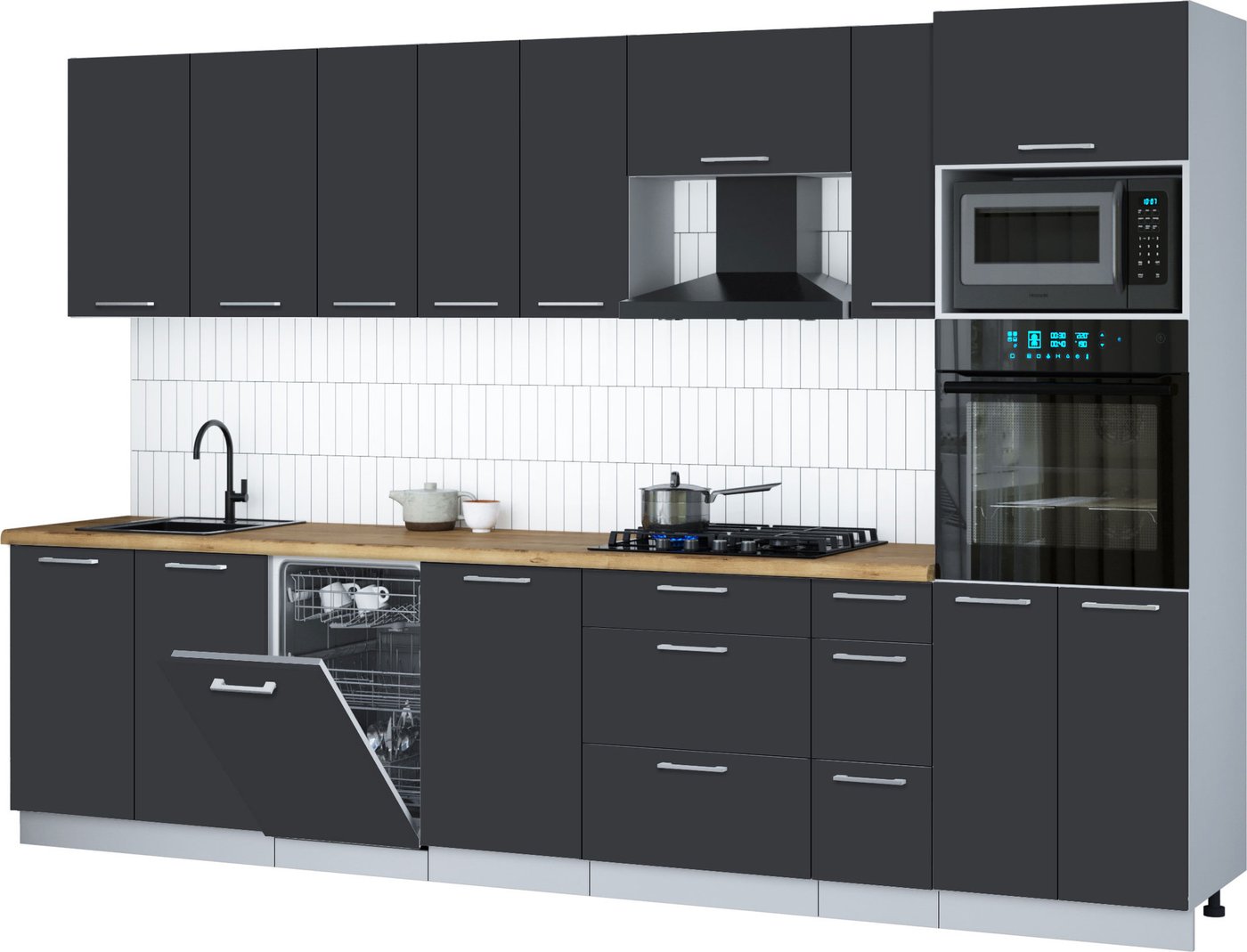 

Готовая кухня Интерлиния Мила Gloss 3.2-ПМ3 (пепел/пепел/дуб бунратти)