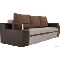 Диван Лига диванов Майами 103003 (рогожка/экокожа/рогожка, бежевый/коричневый)