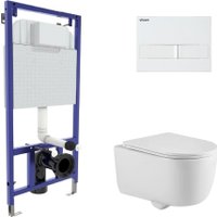 Унитаз подвесной Berges Wasserhaus Tornas Rimless + Visam Slim 525 EX-043408 (с кнопкой, с сиденьем)