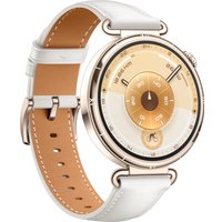 Умные часы Huawei Watch GT 6 41 мм (золотистый, с белым кожаным ремешком, международная версия) + наушники Huawei FreeBuds 6i по акции