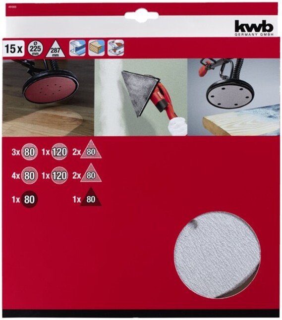Набор шлифлистов KWB 49491065 (15 шт)