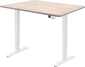 Стол с регулировкой высоты ErgoSmart Wooden Unique Ergo Desk 1300х750х27 мм (прямой край, дуб беленый/белый)