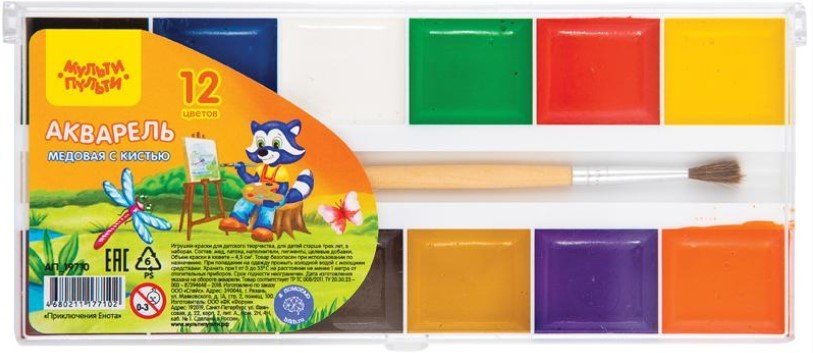 

Акварельные краски Мульти-пульти Приключения Енота АП_19710 (12 цв)