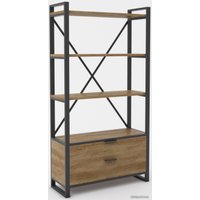 Стеллаж Hype Mebel Стандарт Люкс 80x170 (черный/дуб галифакс олово)