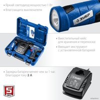 Дрель-шуруповерт Зубр Профессионал DL-121-22F (с 2-мя АКБ, LED фонарь, кейс) в Пинске