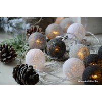 Светодиодная гирлянда Огоньки Шарики черно-белые 151 12Led 2.5 м (желтый)