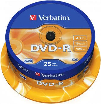 DVD-R диск Verbatim 4.7Gb 16x 43522 (25 шт.)