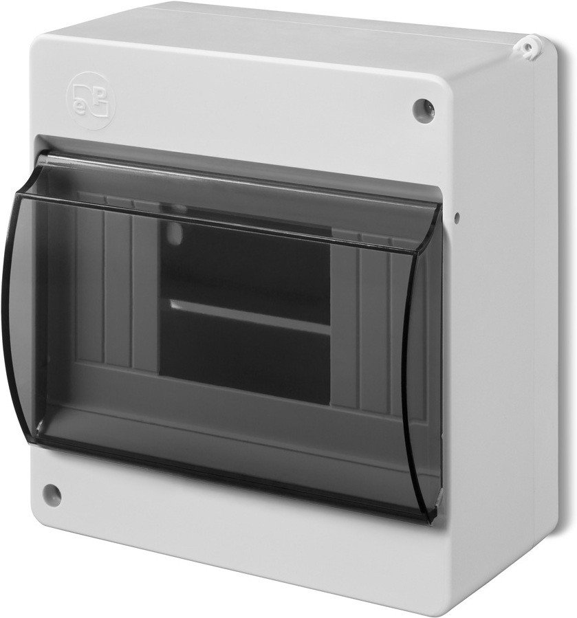 

Бокс пластиковый Elektro-Plast Mini S-6, 6M, без клемм, дымчатая дверца, 140x130x66mm, IP20