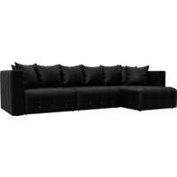 Угловой диван Лига диванов Лига-052 НПБ Лонг универсальный 129916 (экокожа Grifon 18 черный)