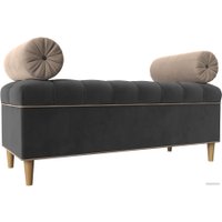 Банкетка Лига диванов Глория 113663 (велюр серый/бежевый/бежевый)