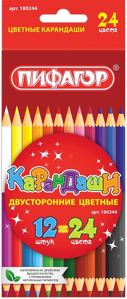 

Набор цветных карандашей Пифагор 180244 (12 цв)