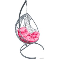Подвесное кресло M-Group Долька 11150308 (серый ротанг/розовая подушка)