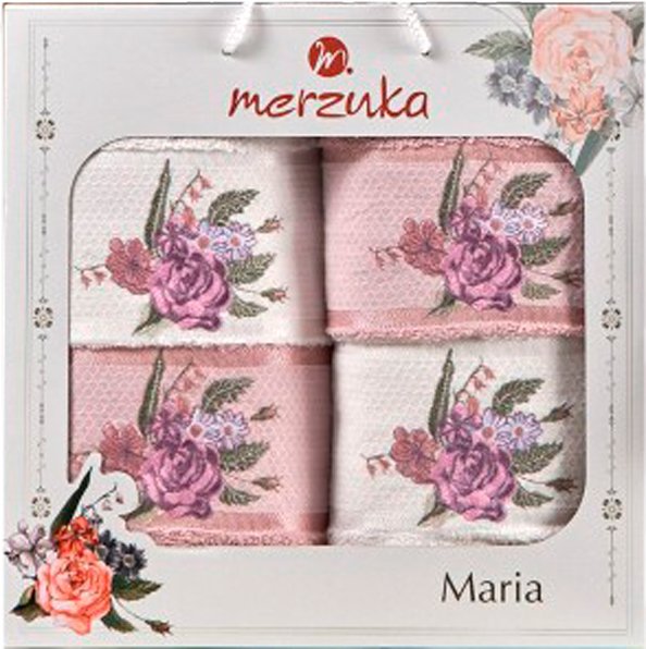 

Набор полотенец Merzuka Maria 11851 (4 шт, в коробке, брусничный)