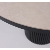 Кухонный стол Мамадома Askar round slide-116 раздвижной круглый 116-156 (bayona ivory premium cer/черный)