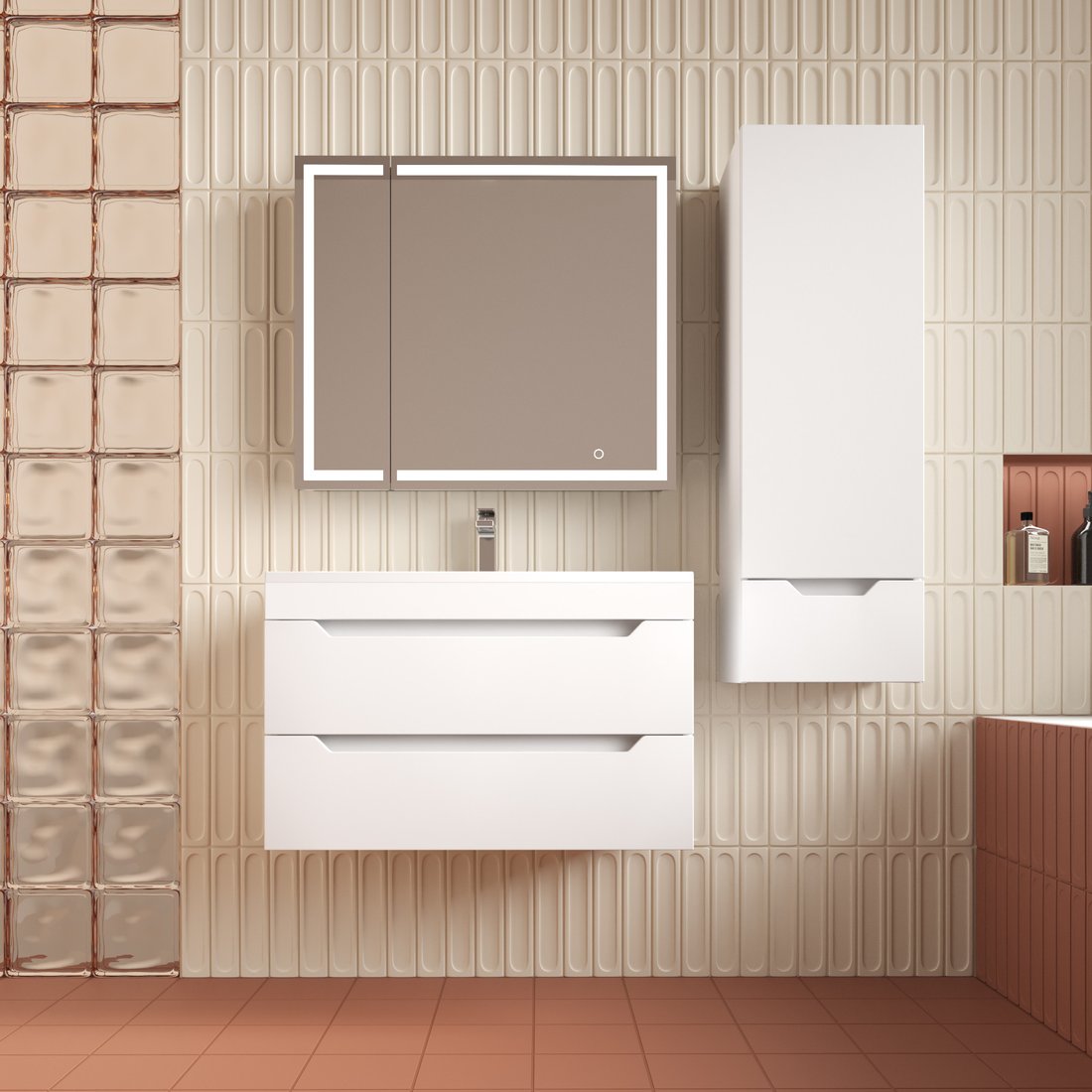 

Symbolite Тумба под умывальник Остин 80 Plus 2 ящика (подвесная, белый)