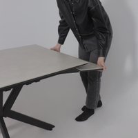 Кухонный стол Lepremo AV 2111 МДФ+керамика раздвижной 1200-1800x800 (серый матовый Carmen Light Grey/черный)