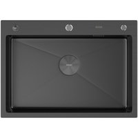 Кухонная мойка ARFEKA ECO AR 700*500 POP-UP BLACK PVD NANO DECOR VOLCANIC ROCK