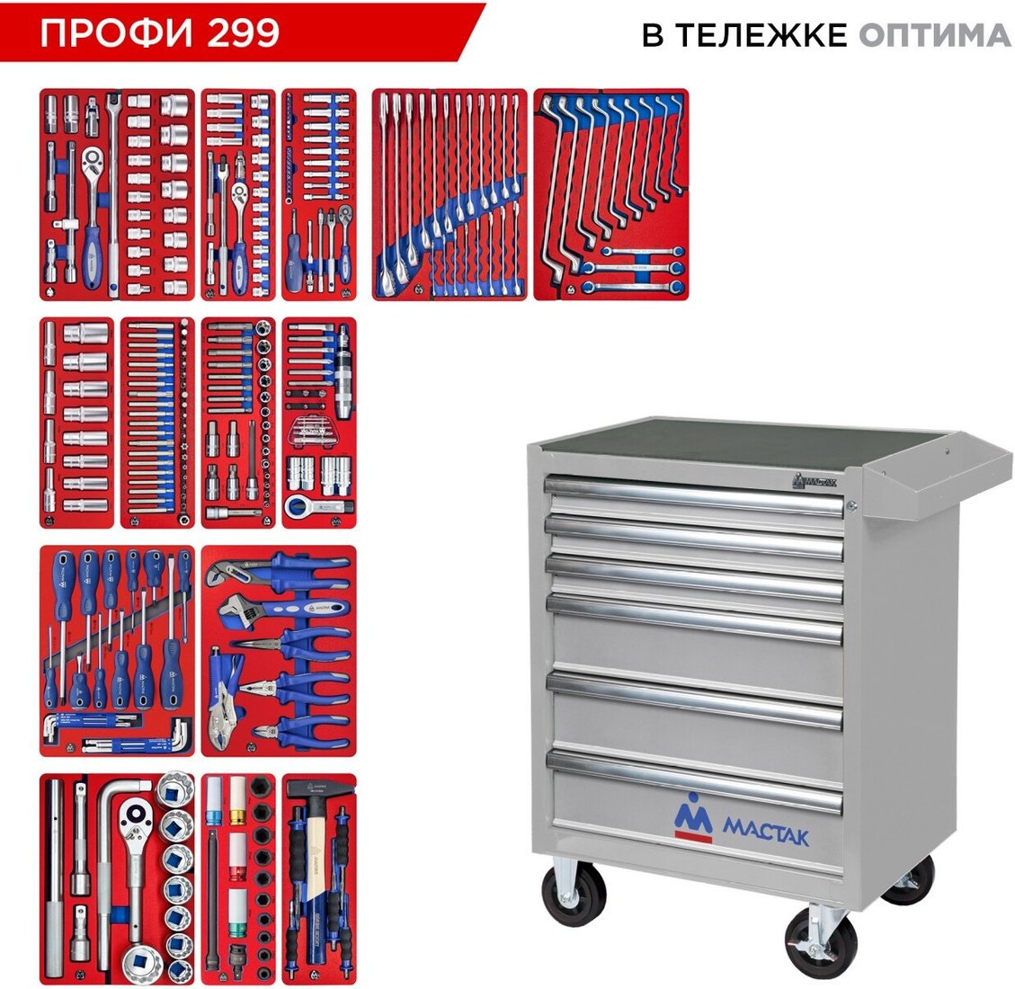 Универсальный набор инструментов Мастак 52-06299G (299 предметов)
