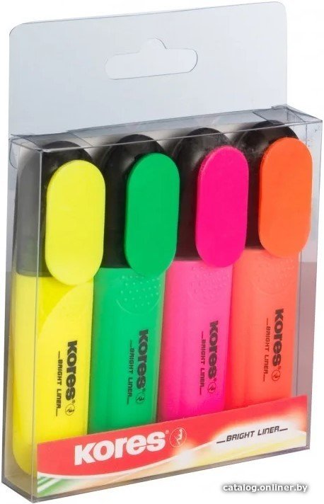 Текстовыделитель Kores Bright Liner 36140.01 (4 шт)