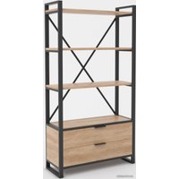 Стеллаж Hype Mebel Стандарт Люкс 50x200 (черный/дуб галифакс натуральный)