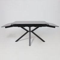 Кухонный стол Аврора Рейн New 1400-2040x900 (камень черный Greys Black/черный матовый)