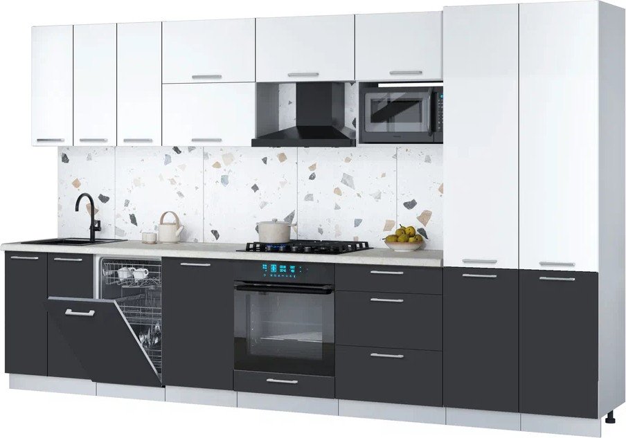 

Готовая кухня Интерлиния Мила Gloss 3.5-ПМ4 (пепел/белый/опал светлый)