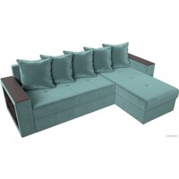 Угловой диван Лига диванов Дубай лайт правый 114149 (велюр бирюзовый)