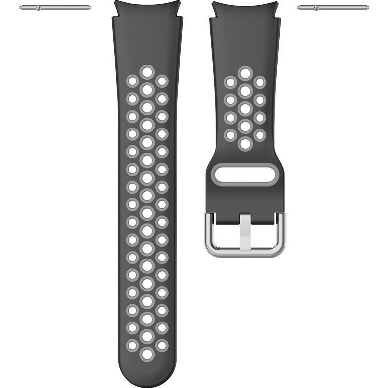 

Ремешок Rumi Sport N-style силиконовый для Samsung Galaxy Watch4/5/6 (20 мм, черный/серый)