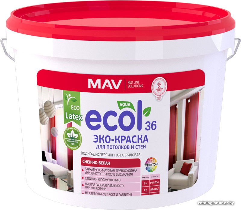 Краска Ecol 36 ВД-АК-2036 11 л (снежно-белый матовый)