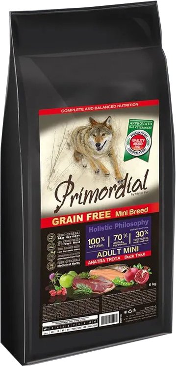 

Сухой корм для собак Primordial Dog Mini Adult Trout & Duck 6 кг