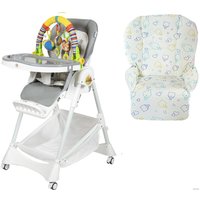 Высокий стульчик ForKiddy Podium Toys 0+ (2 чехла+х/б вкладыш, светло-серый, дуга зоопарк)