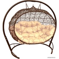 Подвесной диван M-Group Улей 11210201 (коричневый ротанг/бежевая подушка)