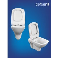 Унитаз подвесной Cersanit Carina New Clean On с инстал. Link Pro (с кнопкой Estetica 64112 черный/хром)