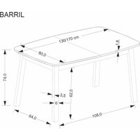 Кухонный стол Halmar Barril 130-170/80/74 (дуб артизан/черный)